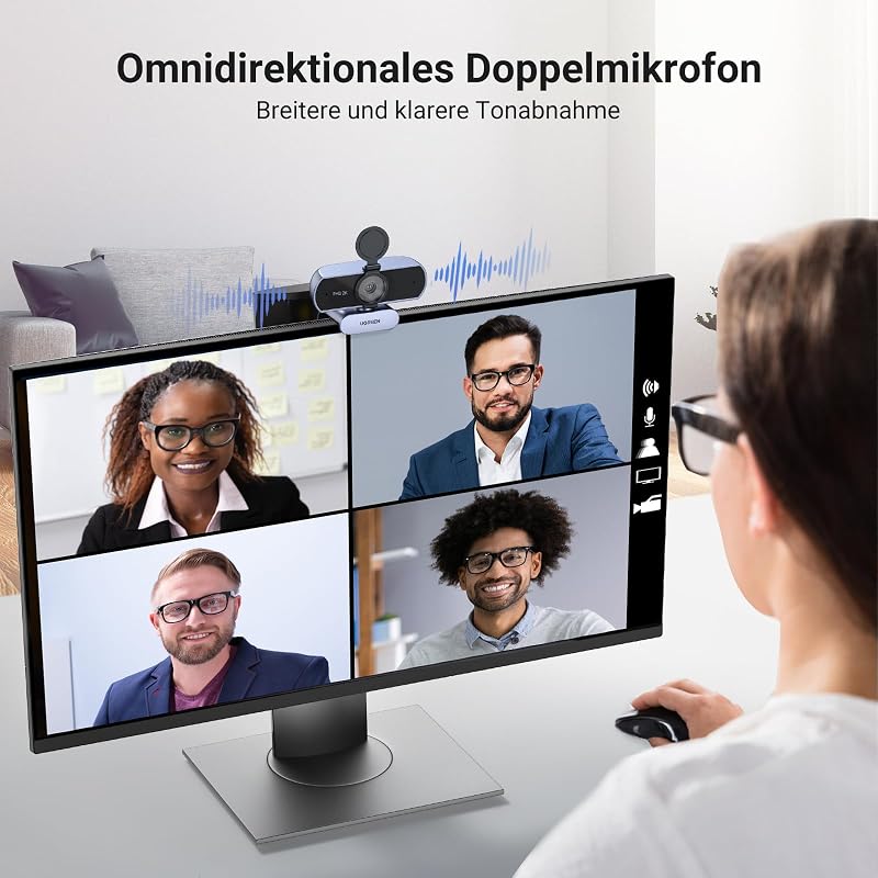 FineCam Lite 2K, Autofokus, Zwei Mikrofone, mit Objektivdeckel