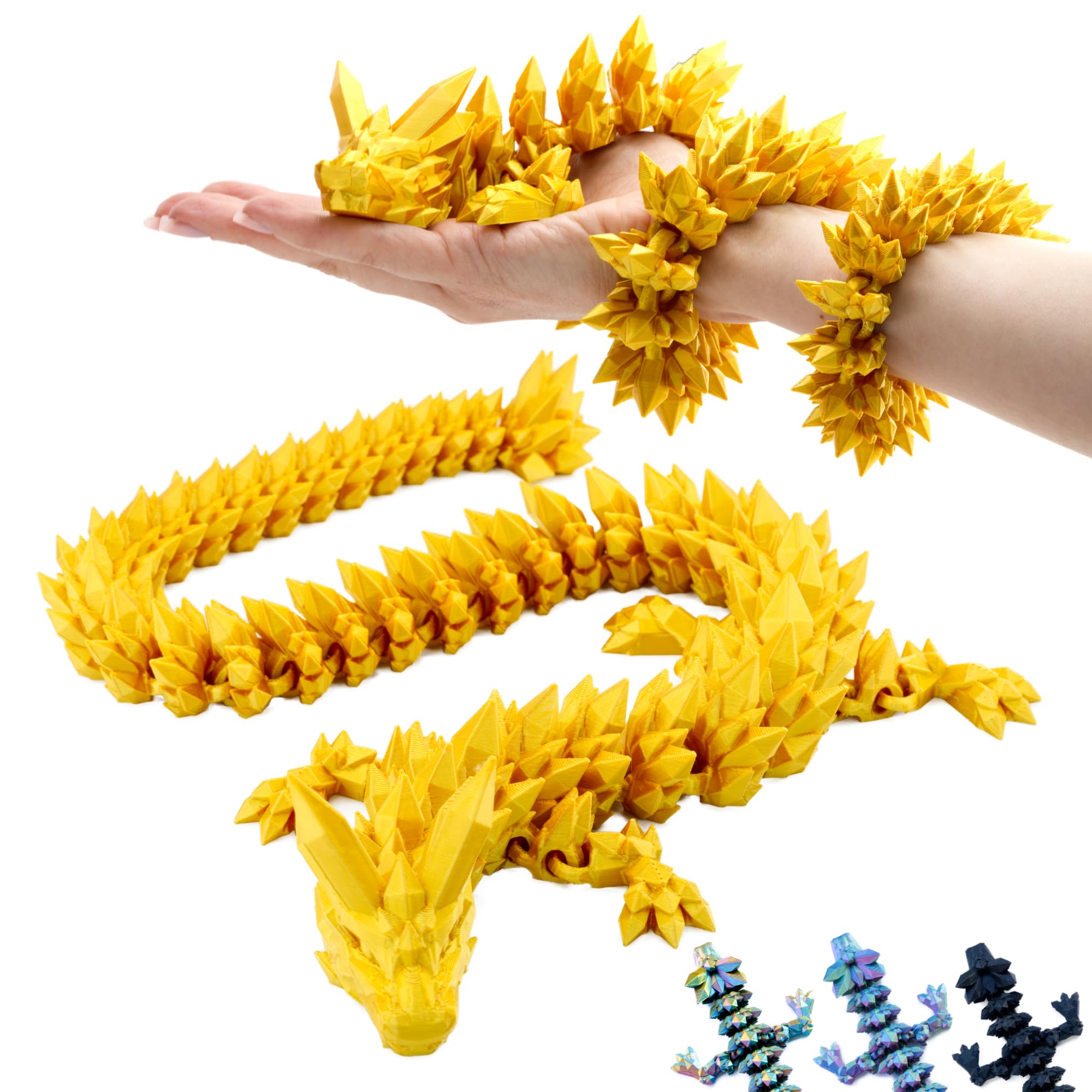 3D Dragon – 60 cm Decorative Fantasy Sculpture in Gold, Large Collectible Figurine with Movable Element for Fans & Collectors (14+) — image 1