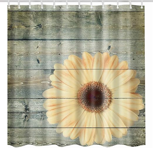 Amazon Com Broshan Country Shower Curtain Cloth Flower On Rustic