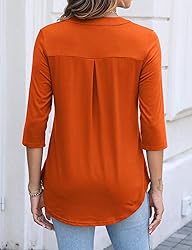 Halife 3/4 Length Sleeve Womens Tops Casual Flowy V