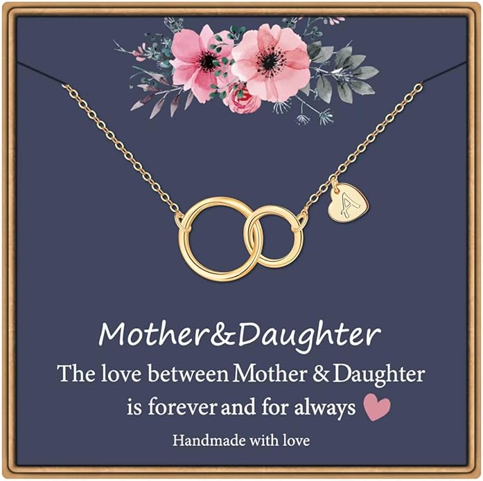 IEFLIFE Mother Daughter Gifts, 14K Gold Plated Infinity Circle Necklace