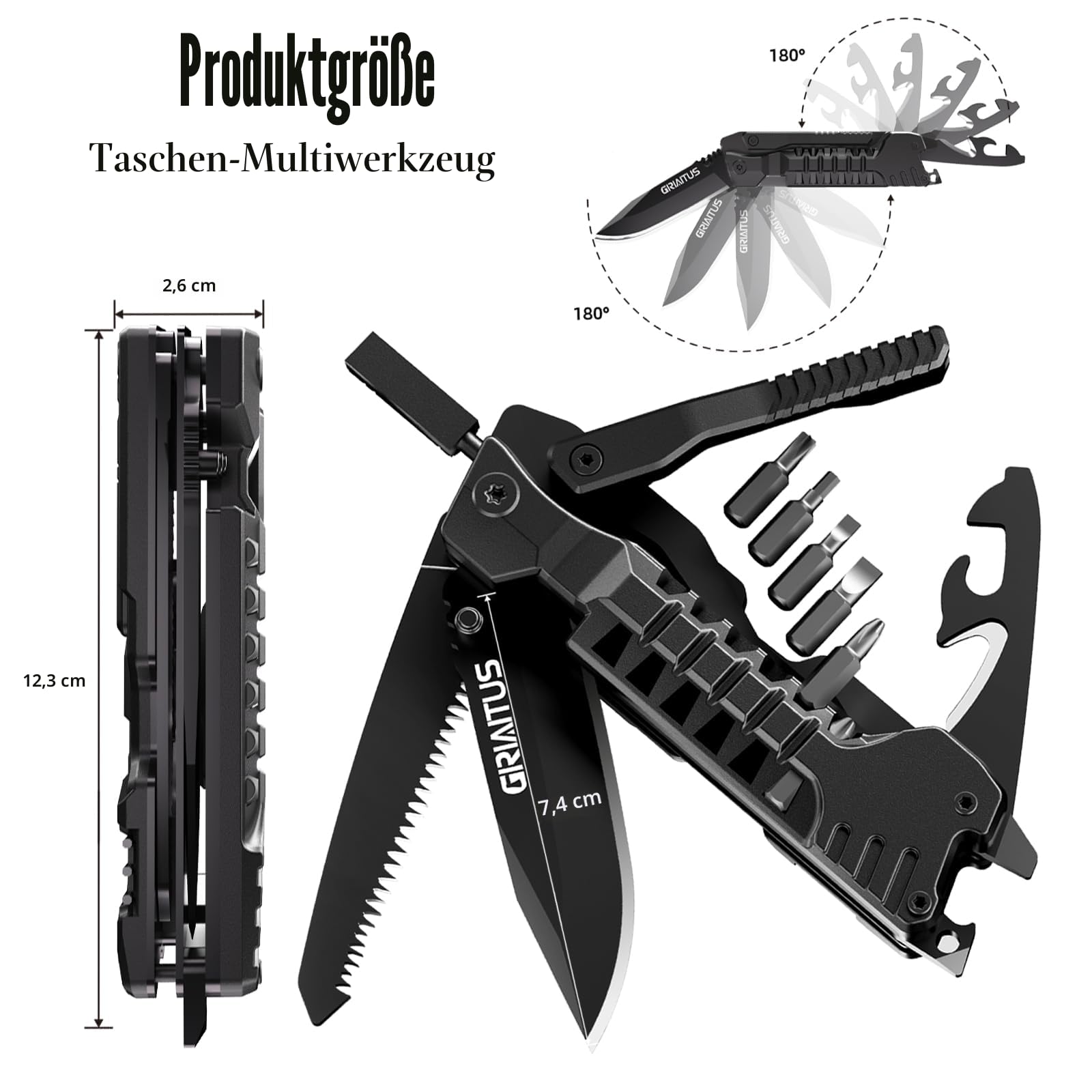 Geschenke für Männer 17in1 Multitool Taschenmesser Camping Zubehör mit Säge Schraubendreher Flaschenöffner Pfeife Outdoor Survival Gadgets Männergeschenke Geburtstagsgeschenk Vatertagsgeschenk 7