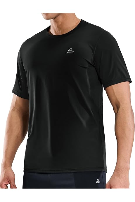 Fioboc Compression Shirts For Men Active Crew Neck Tee Moisture Wicking