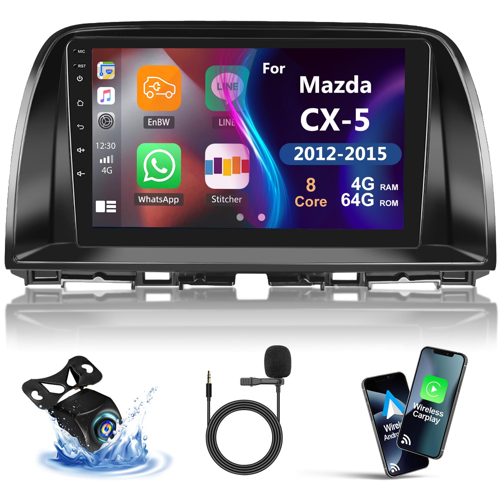 Photo 1 of [8 Core 4G+64G] Car Radio for Mazda CX-5 2012-2015 with Wireless CarPlay Android Auto,9" Touchscreen Android 13 Car Stereo with Mirror Link WiFi/GPS,Bluetooth,FM/RDS Radio DSP SWC+Backup Camera