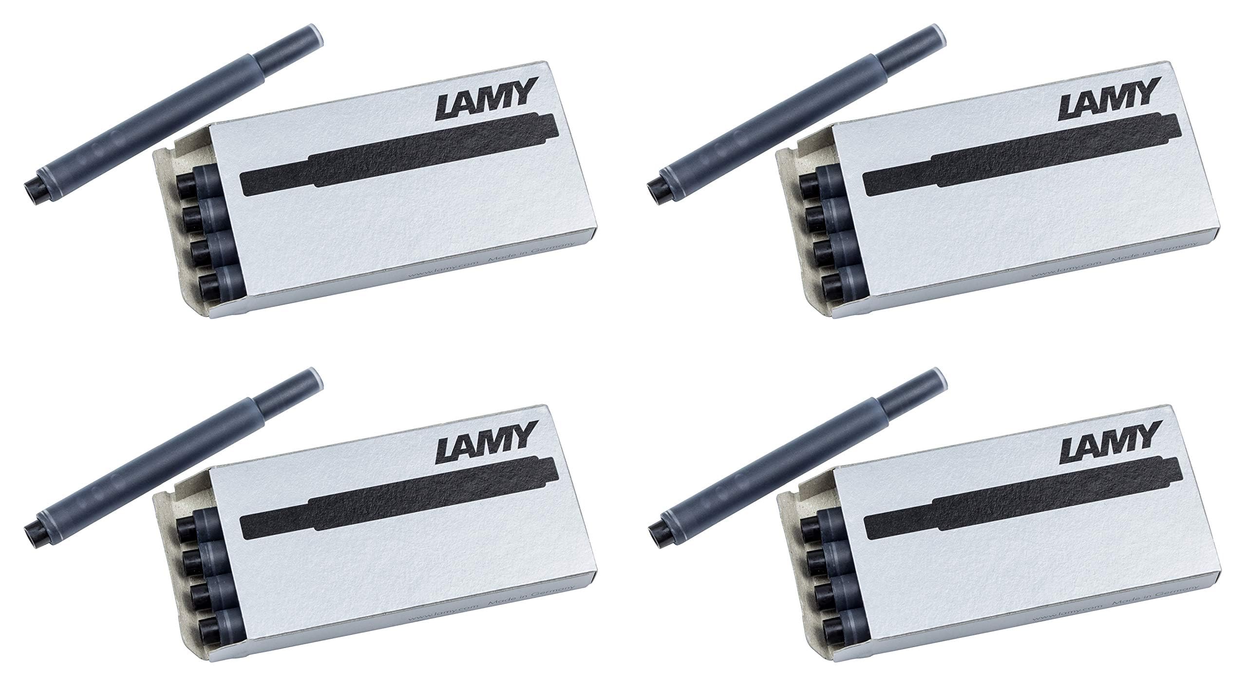 LAMY T10 Set of 4 Ink cartridges with Large Ink Capacity - Suitable for All Lamy Fountain Pen Models - Contents 1.25 ml per Cartridge - 5 Pieces per Pack - Ink Color Black