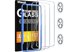 Wiaocit 3 Pack Tempered Glass Screen Protector for iPhone 16 with 3 Pack Camera Lens Protector, 9H Hardness, Bubble Free, Case Friendly