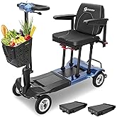 [2026 Upgrade] Aotedor Ultra Lightweight Mobility Scooters for Adults, 36Lbs Foldable Motorized Scooter for Seniors with 2 Lithium Batteries All Terrain Electric Power Scooter Airline Approved