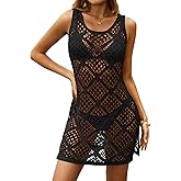Yousify Womens Swimsuit Cover Up 2026 Summer Bathing Suit Cover ups Hollow Out Slit Bikini Cover Up Crochet Beach Dress