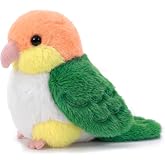 Ditucu Palm-Sized Lutino Pacific Parrotlet Keychain Plush Cute Soft 4.3 inch Bird Stuffed Animal Realistic Yellow-Headed Parrot Toys Gifts Pendant for Backpack Decoration for Kids Adults
