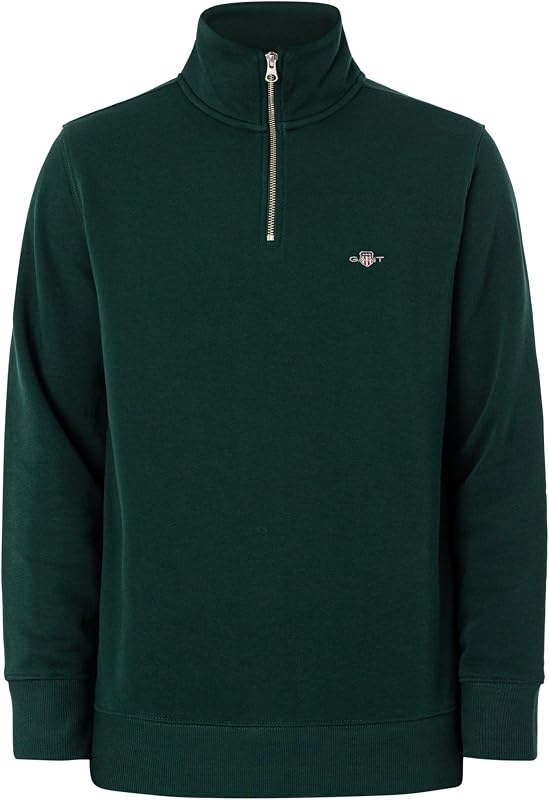 Homme Sweat-Shirt À Demi-Fermeture Éclair Regular Shield, Tartan Green, L