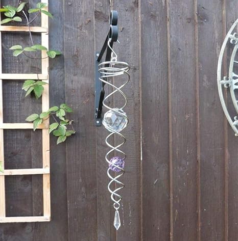 Metallic Cosmo Spinner Wind Chimes - Crystal Vortex with 2 Cystals (Purple)