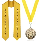 Remuuly 2 Pcs Graduation Award Medal and Graduation Stole Set Award Medal 60 Inches Graduation Stole for Graduation Students