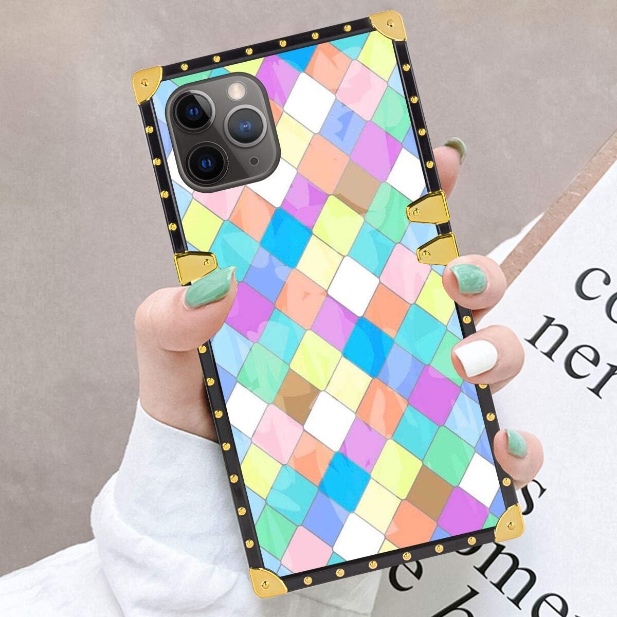 hfijgsj Square Case for iPhone 11 Pro Max 6.5 Inch 2019, Colours Fashion Slim Soft Shockproof Design Metal Decorative Full Protective Phone Case