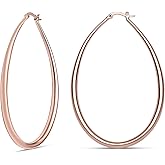 MILLA Oval Hoop Earrings - 14K Gold Plated, Rose Gold Plated and Sterling Silver Plated Hoop Earrings for Women - Hypoallergenic & Lightweight
