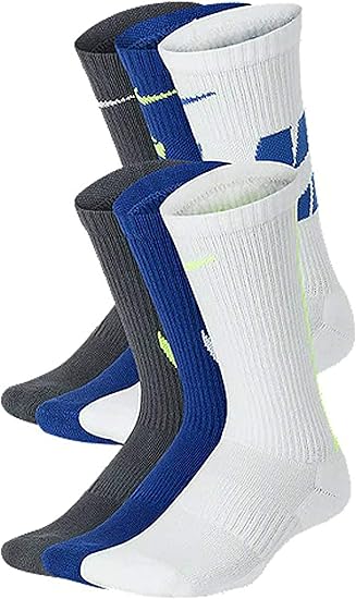 Amazon Nike キッズ ナイキ エブリデイ クッション グラフィック クルーソックス 6足 マルチカラー ソックス 靴下 通販