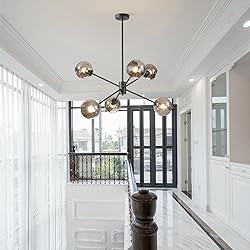 BOKT 6 Lights Modern Glass Globe Sputnik Chandelier