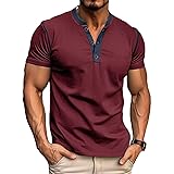 Men's Casual Henley Shirts Classic Button Cotton