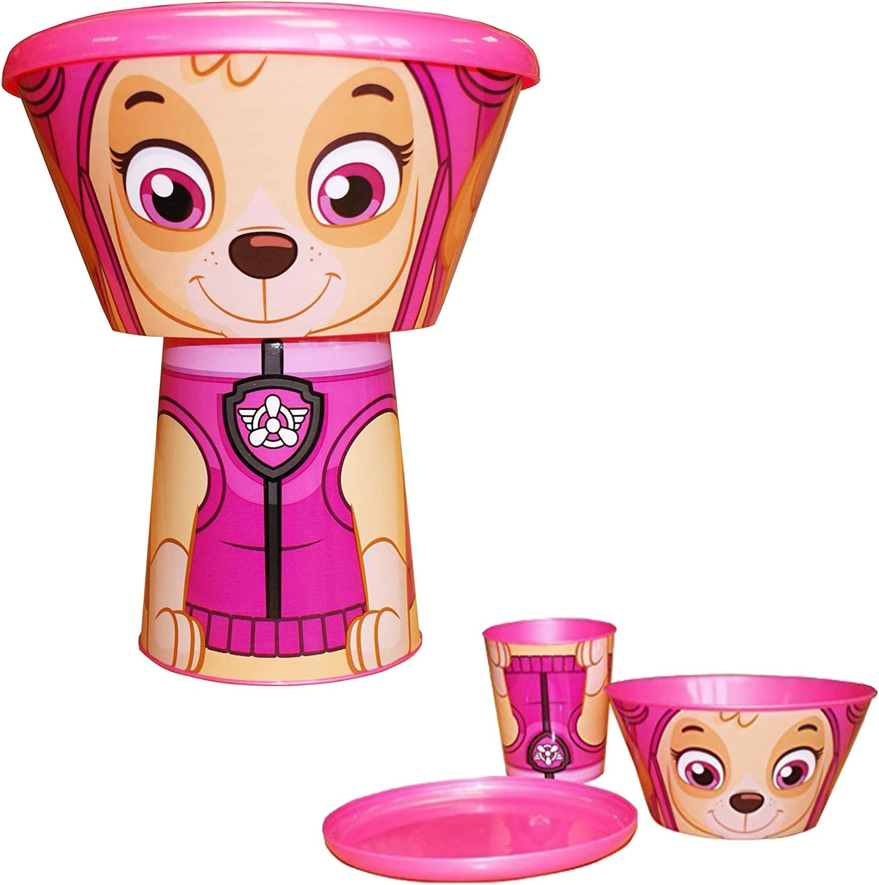 Kids 3 Piece Stacking Meal Set Cup Bowl Plate - Paw Patrol Skye 7776
