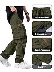 PLEPAN Men's Casual Cargo Pants Drawstring Hiking