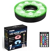 KINGTOP Rechargeable LED Golf Hole Lights with Remote Control | USB-C rechargeable, 16 colors, remote control, brightness levels, timer settings, IP65, night backyard practice putting green