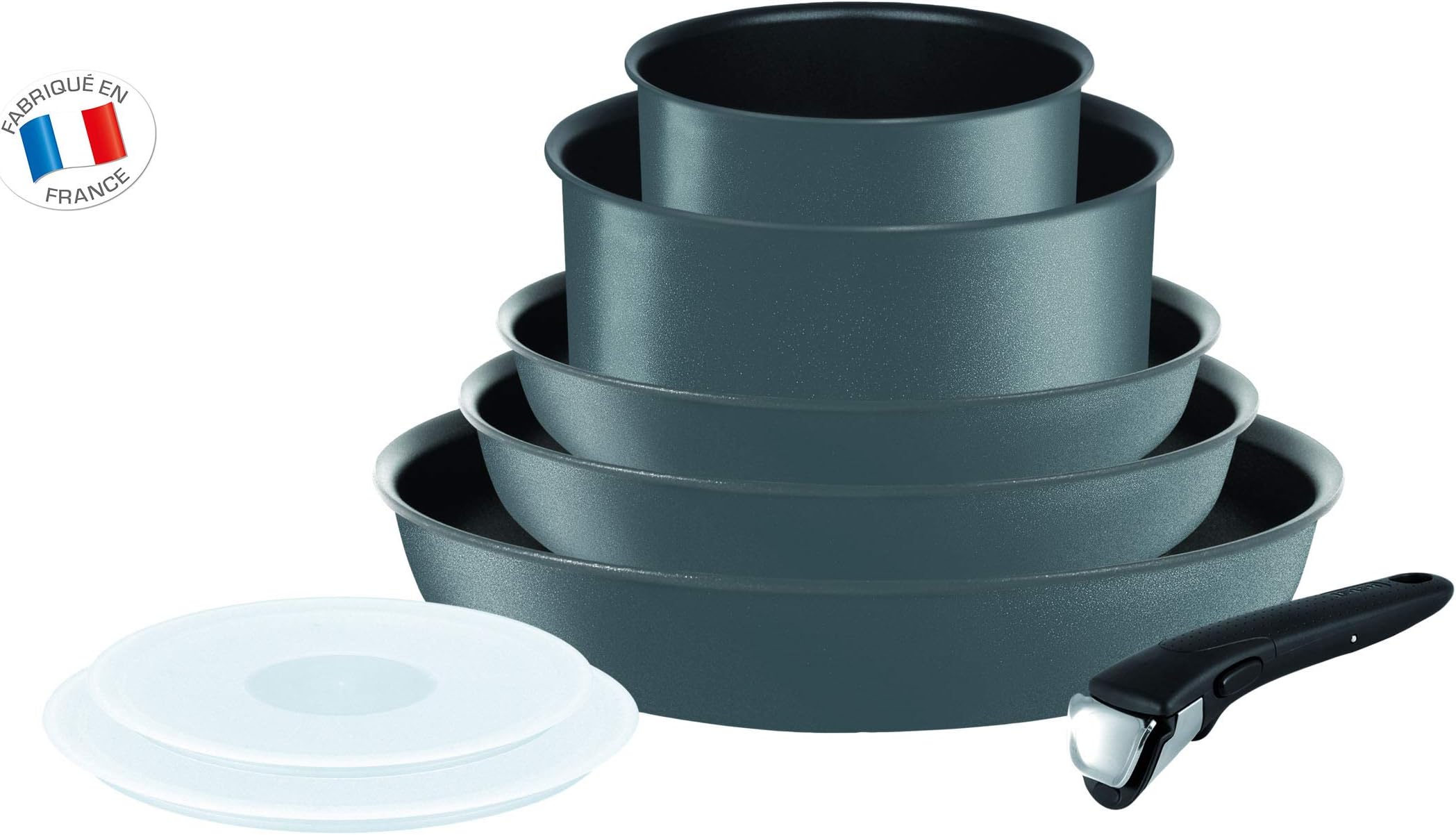 Tefal L6589403 Ingenio 5 Performance Frying Pans and Saucepans - Suitable for All Heat Sources Including Induction - Grey - Set of 8