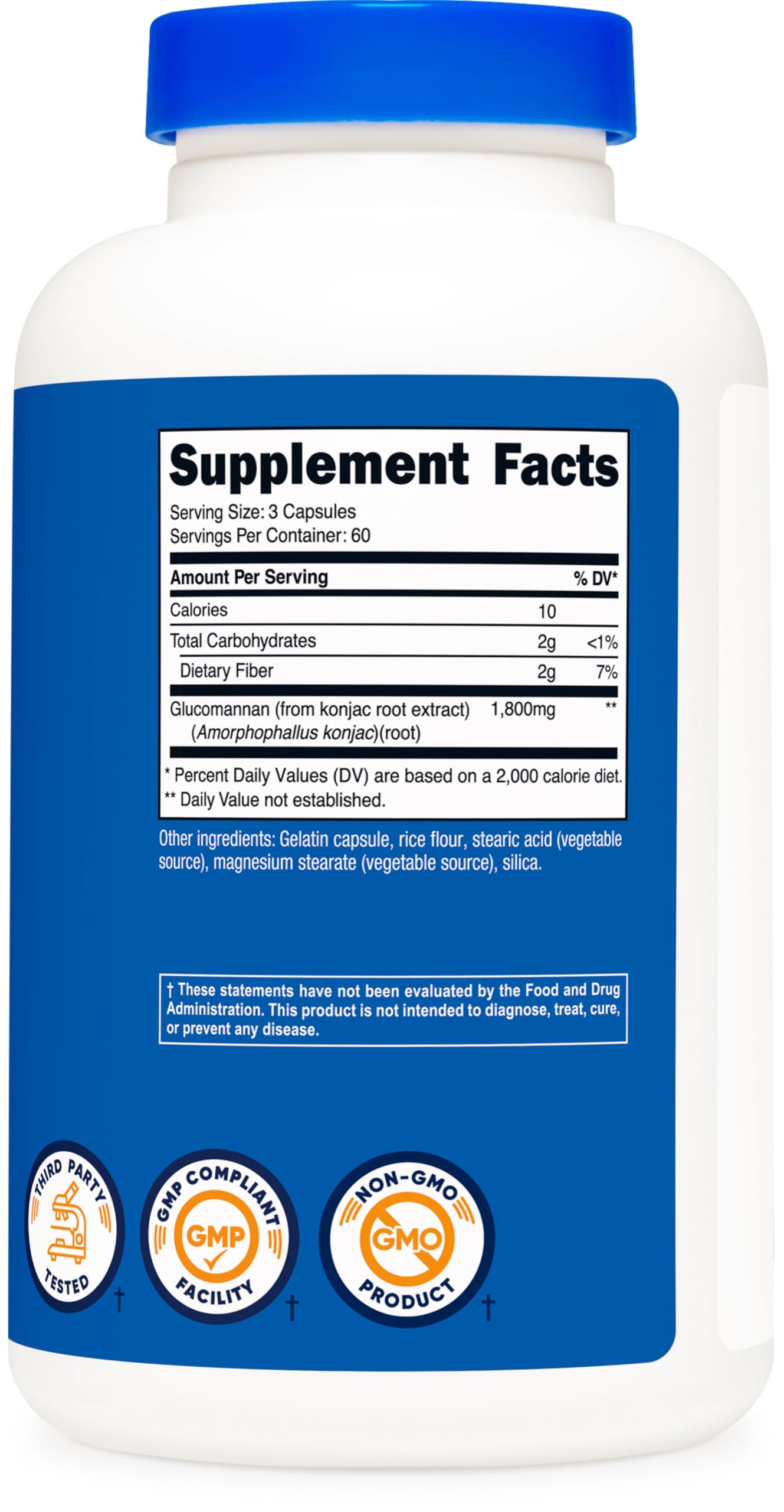 Nutricost Glucomannan 1,800mg Per Serving, 180 Capsules - Natural Fiber Source, Non-GMO, Gluten Free