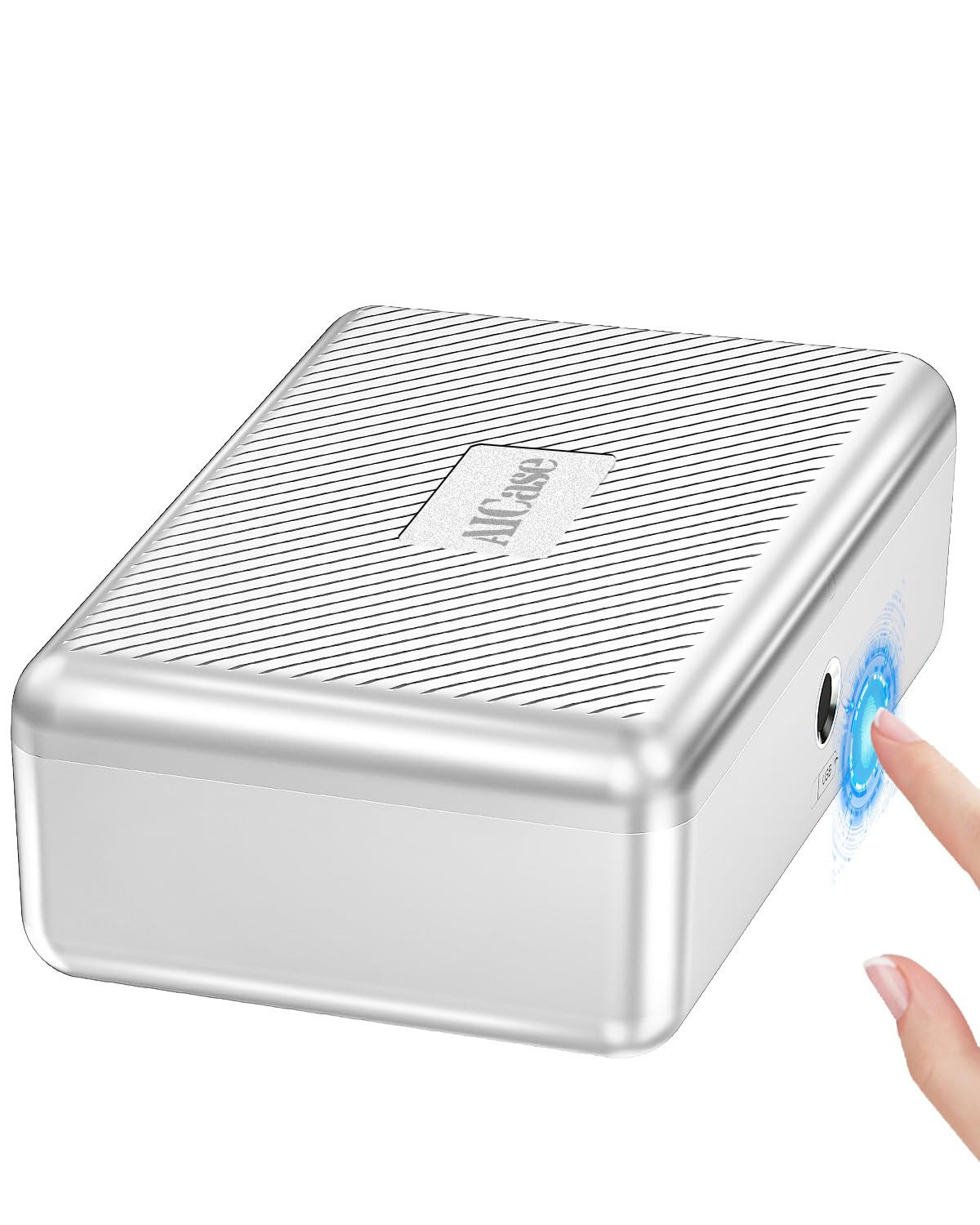 Biometric Fingerprint Storage Box,AICase Portable Cash Jewelry Security Case Lock Box Safe,Combination Lock for Car, Home,Office Travel_silver, (E1033) — image 1