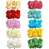 CCINEE 120 PCS Mini Paper Flowers,30mm in Assorted Colors Artificial Flowers for DIY Crafts Projects Scrapbooking Wedding Decorations Valentine 10 Colors
