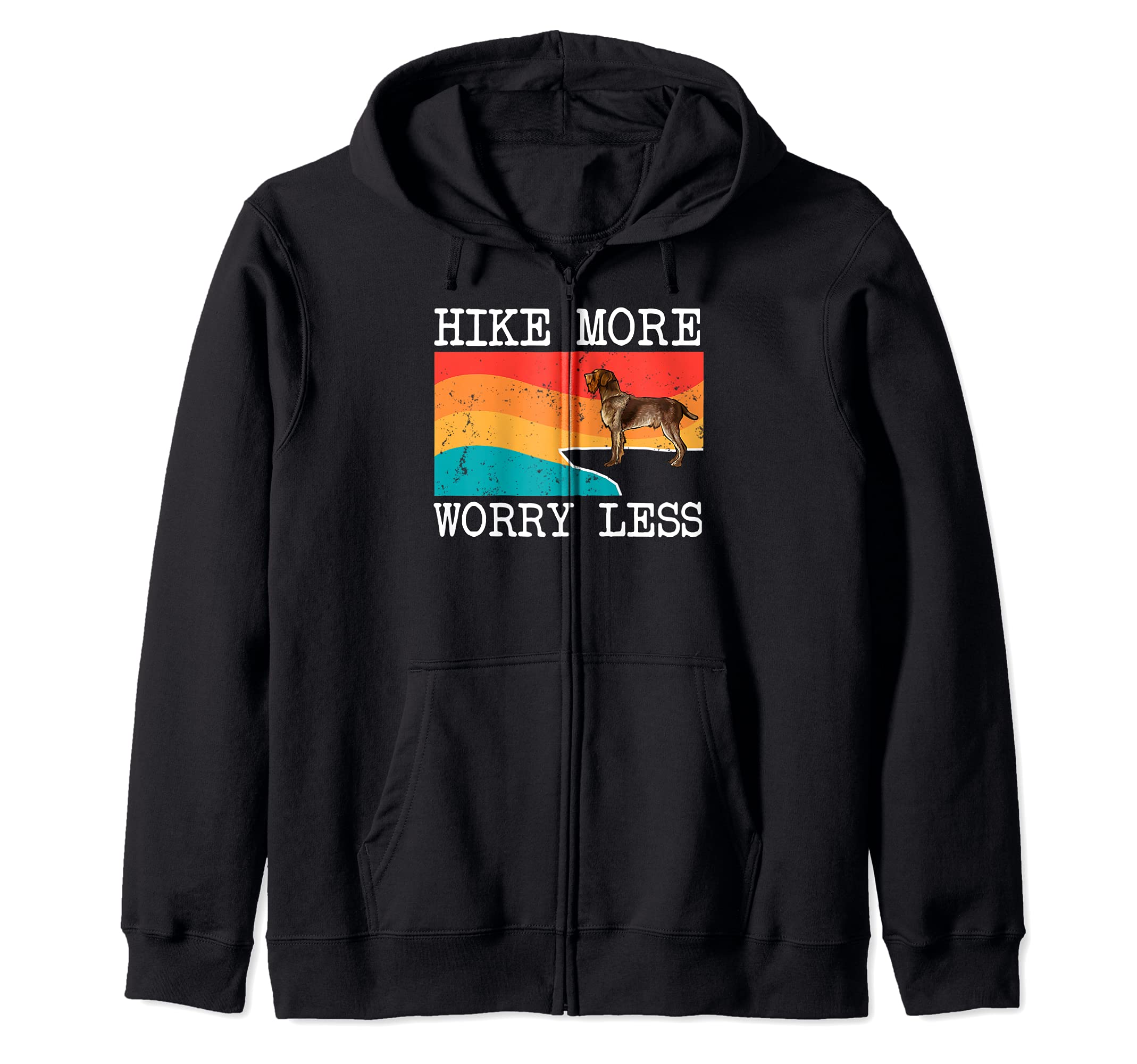 Hike More Worry Less Wirehaired Pointing Griffon Dog Hiking Zip Hoodie