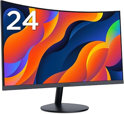 KOORUI 24 Inch Curved Monitor FHD 1080P 100Hz 1500R VGA HDMI Tilt Eye Care