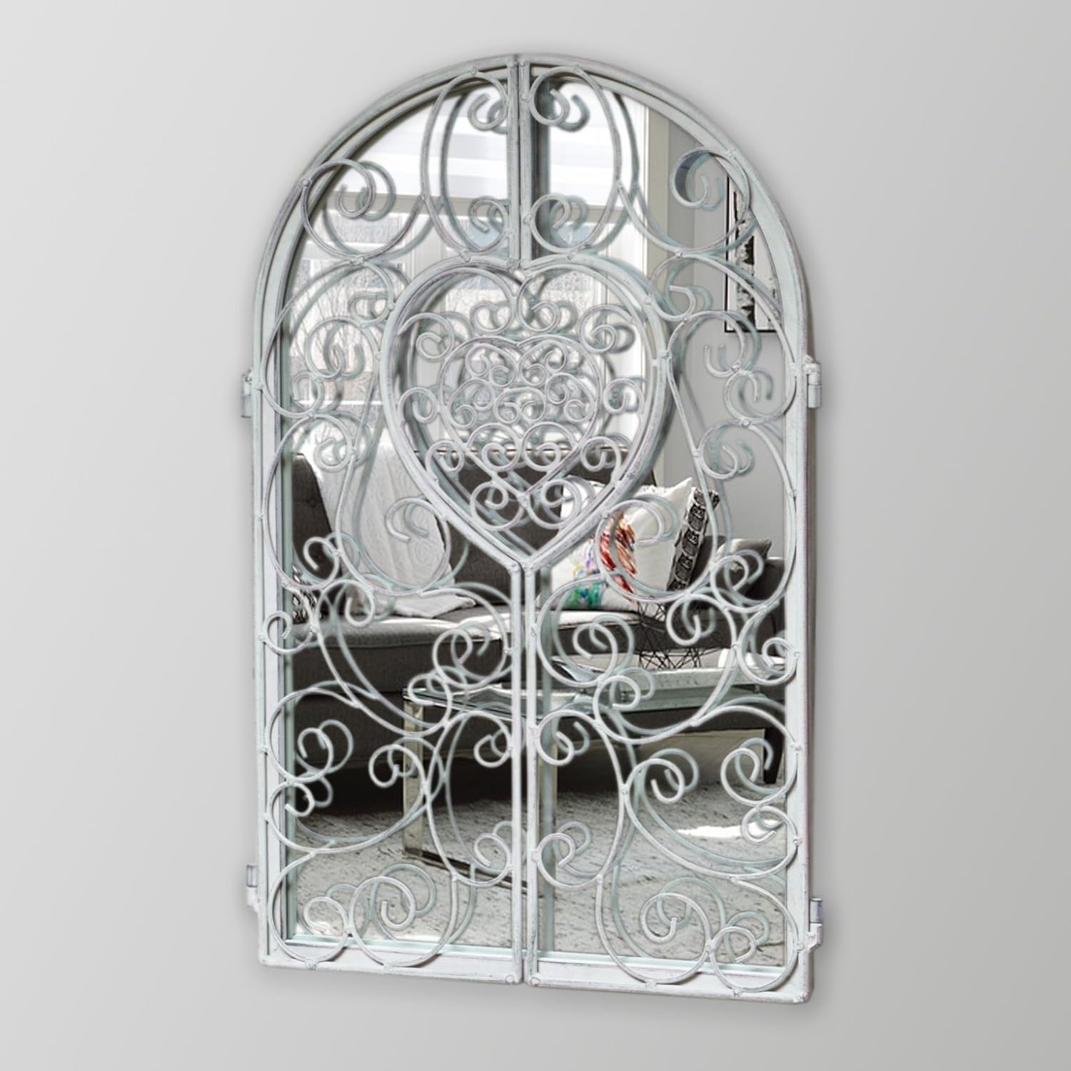 Shabby Chic Arch Gothic Window Mirror Metal Frame Working
