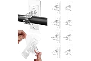 Goabroa 8 PCS No Drill Curtain Rod Brackets, Self Adhesive Curtain Rod Holders, Nail Free Adjustable Curtain Rod Hooks for Bedroom, Living Room, Bathroom and Kitchen