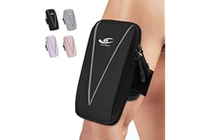 HiRui Cell Phone Holder Arm Bag & Wrist Bag for Phone, Sports Running Armband for Gym & Cycling, Compatible with iPhone 16/16Pro/Plus/15/14 Samsung Galaxy All Phones, Reflective & Adjustable (Black)
