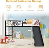 Maxmass Kids Single Loft Bed with Slide, Ladder & Guardrails - Black view 4