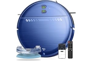 MANVN Robot Vacuum and Mop Combo, 2-in-1 Mopping Robot Vacuum Cleaner with 2300Pa Suction, 2.87'' Slim Design, Wi-Fi/App/Voice Control, 3D Obstacle Avoidance&Self-Charging for Hard Floors, Carpets, Pet Hair