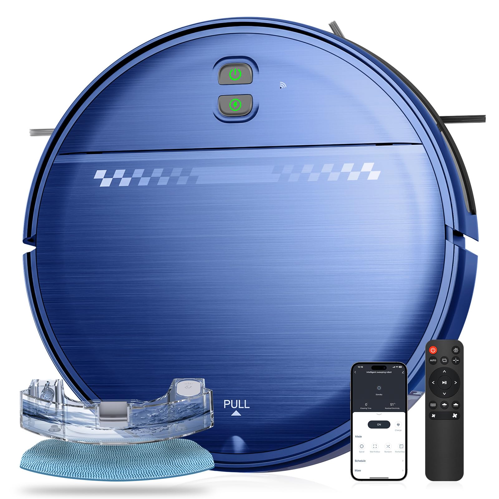 Photo 1 of Robot Vacuum and Mop Combo, 2-in-1 Mopping Robot Vacuum Cleaner with 2300Pa Suction, 2.87'' Slim Design, Wi-Fi/App/Voice Control, 3D Obstacle Avoidance&Self-Charging for Hard Floors, Carpets, Pet Hair