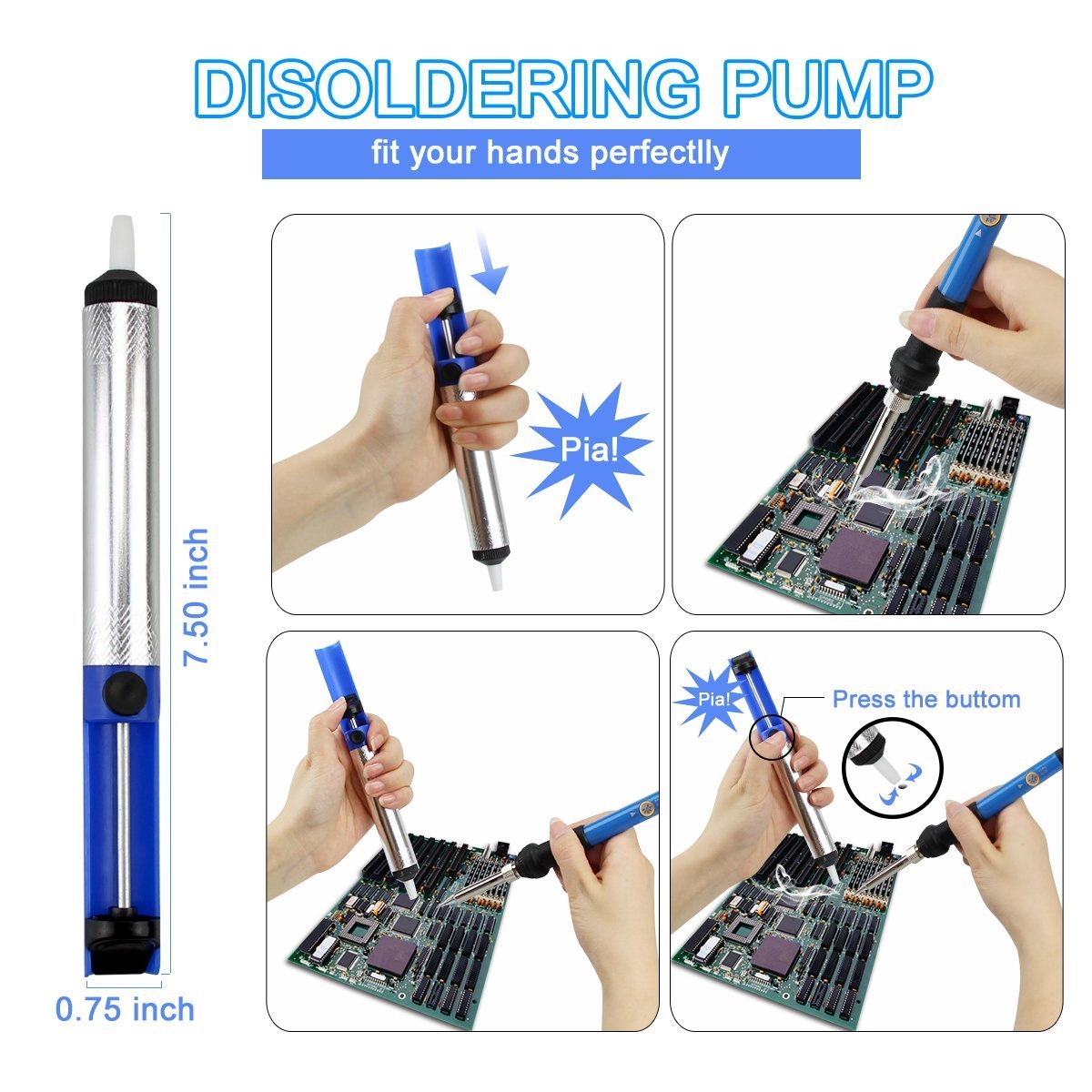 Soldering Iron Kit, 60W 110V Temperature Adjustable Welding Tools,Soldering Pump, Soldering Iron Gun, 5 Soldering Iron Tips, Tin Wire Tube, Soldering Iron Stand, Tweezers, Stripper Cutter, 2 Wires