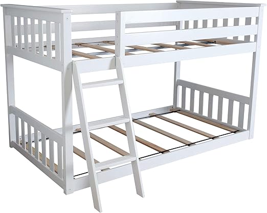 Amazon Com Max Lily Twin Over Twin Low Bunk Bed White Kitchen