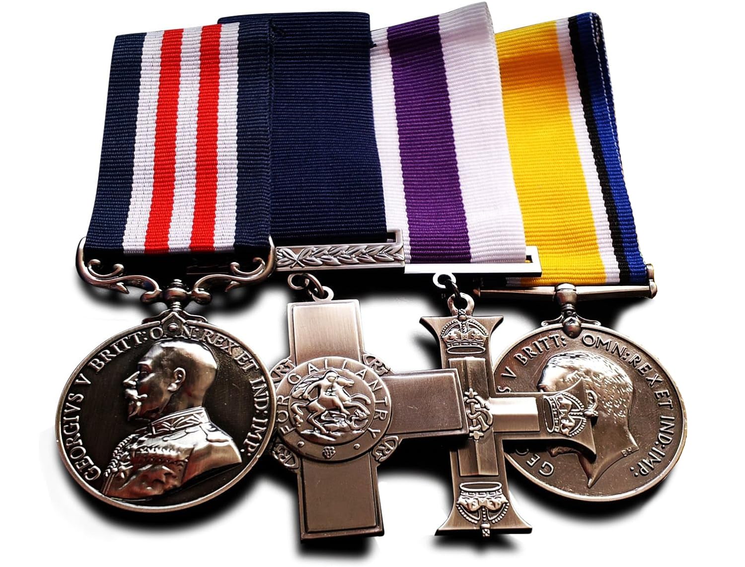 Goldbrothers13 Military Medals Group Set : George Cross, Military Cross, British War Medal & Victory Medal - Repro