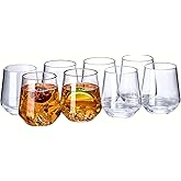 MIYOPESI 16oz Clear Stemless Wines Cups (Set of 8), Shatter-Proof Acrylic Glasses Drinkware, Reusable Plastic Bar Glasses, BPA-Free, Dishwasher-Safe