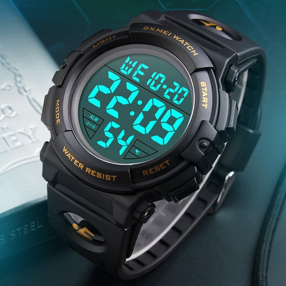 Amazon Timever タイムエバー デジタル腕時計 メンズ 防水腕時計 Led Watch スポーツウォッチ アラーム ストップウォッチ機能付き 防水時計 文字が大きくて見やすい ゴールド メンズ腕時計 腕時計 通販