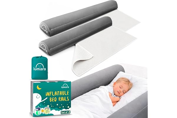 LUMARA Inflatable Bed Rail for Toddlers 2 Pack - Travel Bed Rails, Portable Bed Bumper for Twin, Full, Queen, King Size Beds