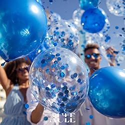 AULE Party Balloons Pack of 42 - Metallic Blue