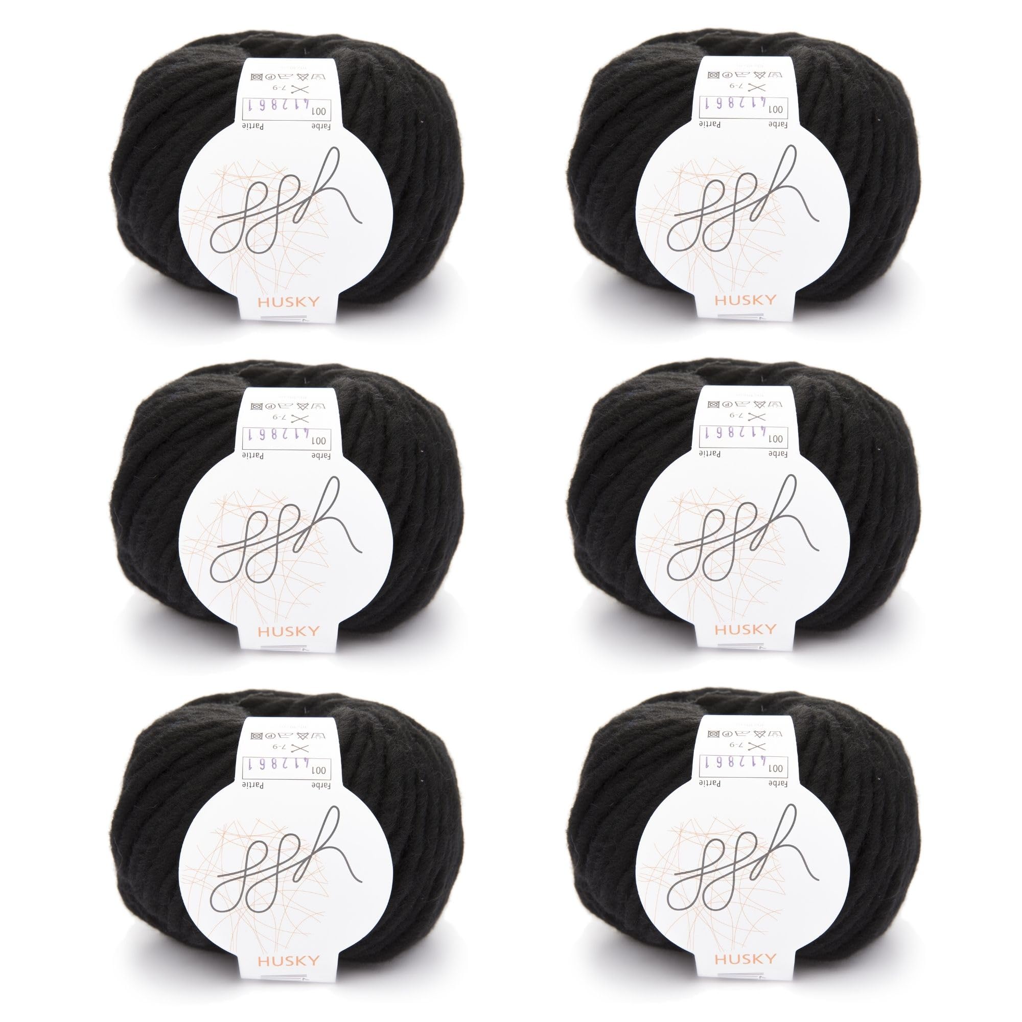 ggh Husky Box with 6 Balls - 50g per Ball - a Total of 300g - Colour 001-Schwarz