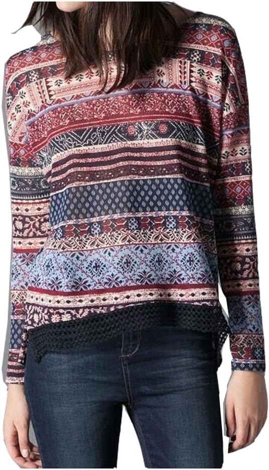 Popular Women Ethnic Style Blouse Long Sleeve Slim Shirt (Size L)
