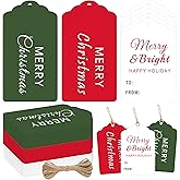 Modern Christmas Gift Tags 60pcs Happy Holiday Presents Paper Labels Cards with Rope Festive Christmas Name Tag Stickers for Seasonal Favors Xmas Parties and Celebrations