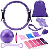 ARCUAT Pilates Essentials Kit for Home Workouts Women, Pilates Equipment Ring Set with Yoga Ball Resistance Band Stretching Band, Beginner Toning Fitness Pilates Starter Accessories Kit