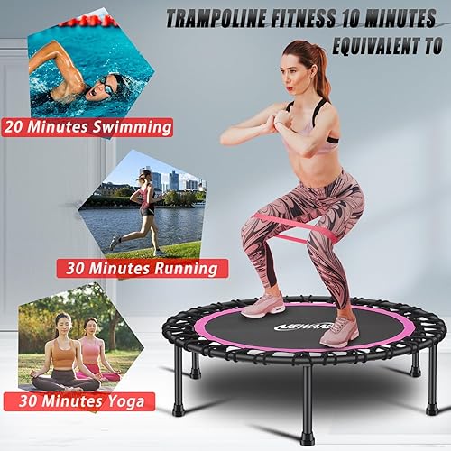Newan 40'' Silent Fitness Mini Trampoline Indoor Rebounder for Adults  Best Urban Cardio Jump Fitness Worko
