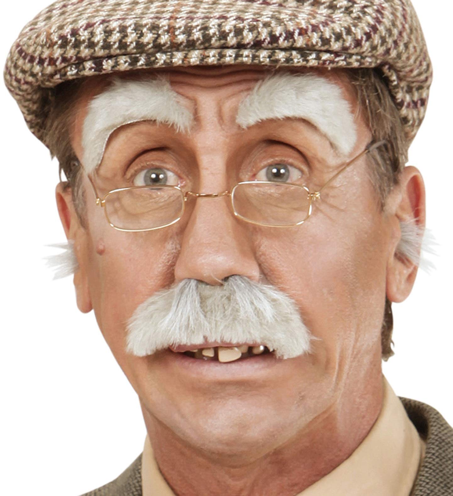 shoperama Moustache and Eyebrow Set Grey Grandpa Old Man Grandad Detective Beard Schnauzer