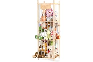 Dayacoco Stuffed Animal Storage, Wood Stuffed Animals Storage, Extra Large Capacity Toy Organizers and Storage with Elastic B